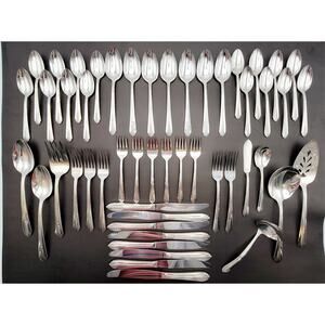 Wm. Rogers 1939 ALLURE Wheat Silver Plate Flatware 50 Pcs Set Vtg